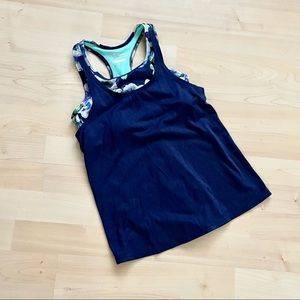 Blue Wildflower Tank Top with Built-In Bra